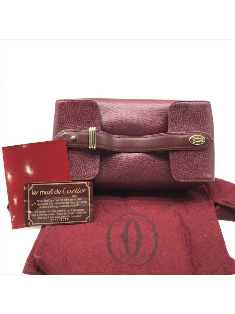 Cartier Leather Trinity Hand Vanity Gold Pouch